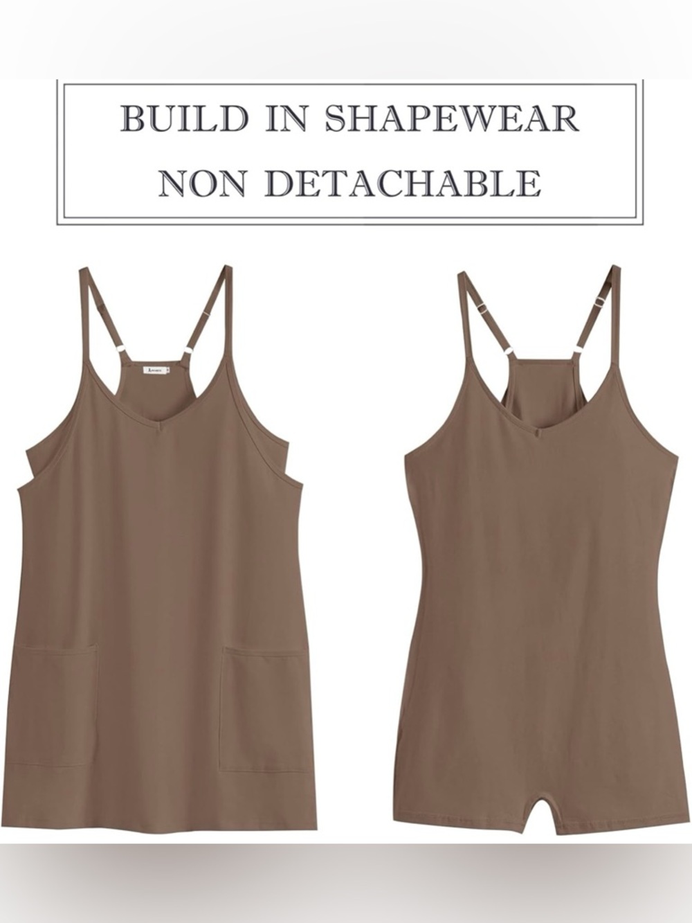 Women’s Coffee Athletic Dress With Body Shaper Attached Inside NWOT Size M - Picture 6 of 10